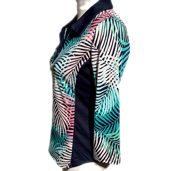 NWT Tommy Bahama Golf Shirt Long Sleeves UPF 50 Moisture Wicking Small Ferns - Picture 5 of 7